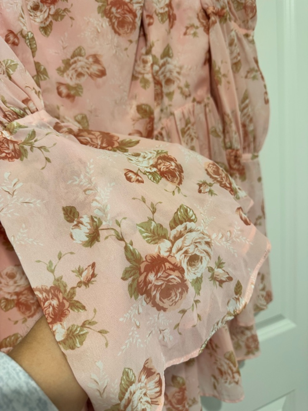 SOLD - House of CB SANCIA English Vintage Rose Print Puff Sleeve Mini Dress - Picture 5 of 11